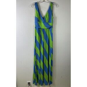 Lilly Pulitzer Women's Maxi Dress Striped Blud Green Rayon/Spandex Size Small